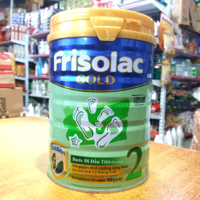 Sữa bột Frisolac Gold 2 900g cho trẻ từ 6 đến 12 tháng tuổi.