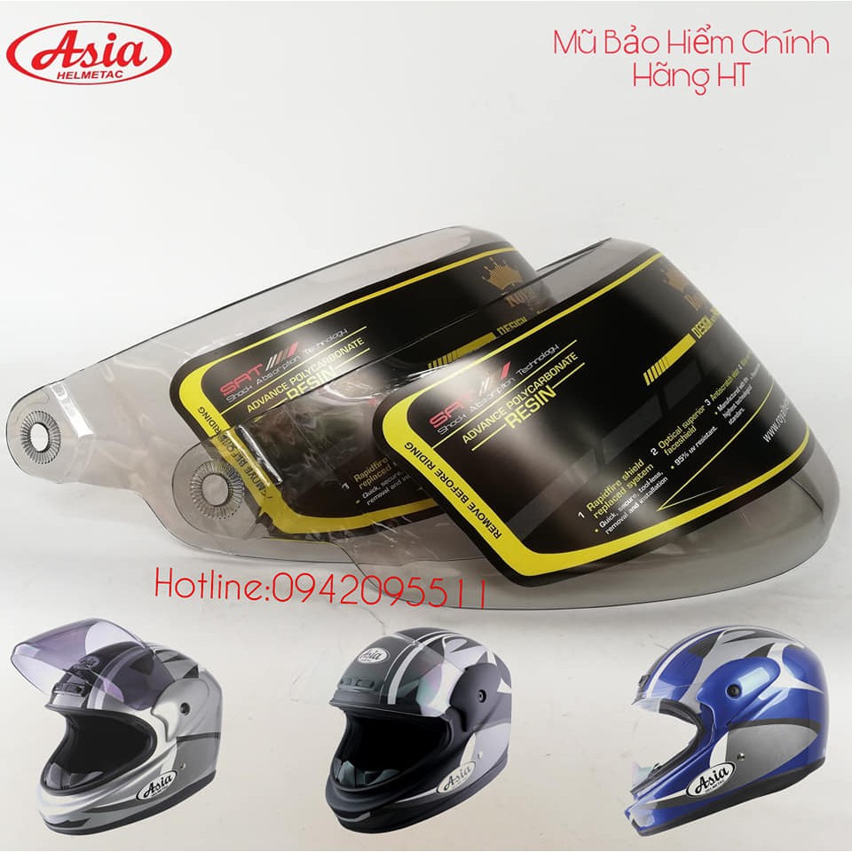 Kính thay thể mũ bảo hiểm fullface Asia MT120 chính hãng