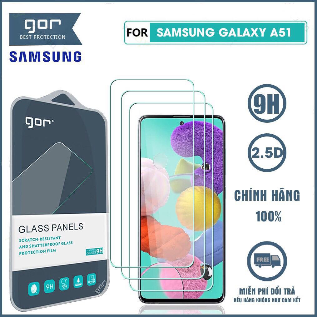 Sỉ_Bộ 2 Kính cường lực Samsung A51 trong suốt không full chính hãng GOR vát 2,5D