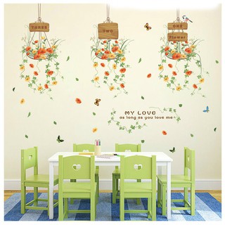 Decal dán tường giỏ hoa trang trí