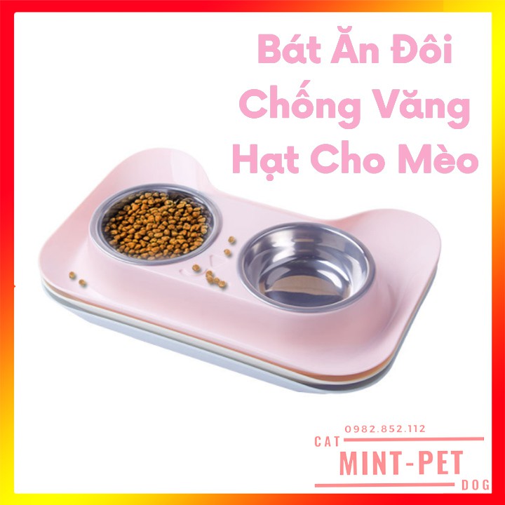 Khay Bát Ăn Đôi Inox Cho Chó Mèo Giá Rẻ #MintPet