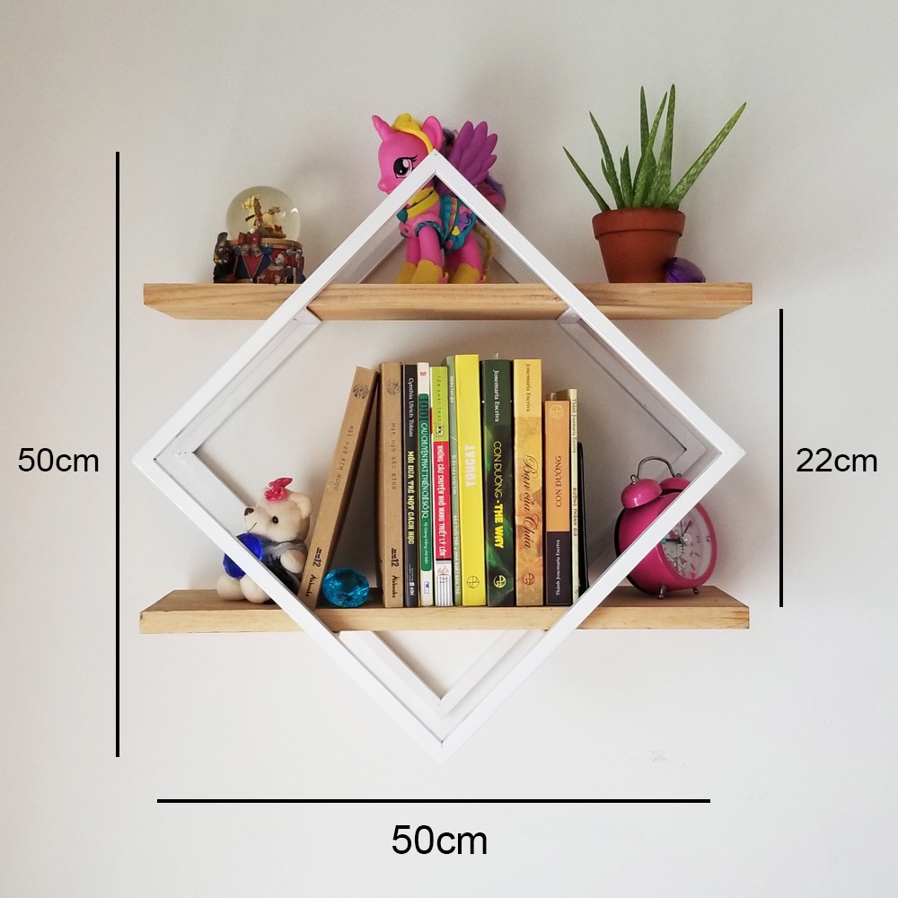 Kệ sắt trang trí hình vuông 2 tầng - Nội thất phong cách Retro