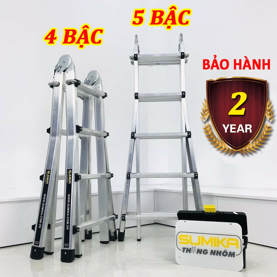 Thang nhôm gấp trượt chữ A mở rộng SUMIKA SKM404 & SKM405 tải trọng 300kg,bảo hành 2 năm