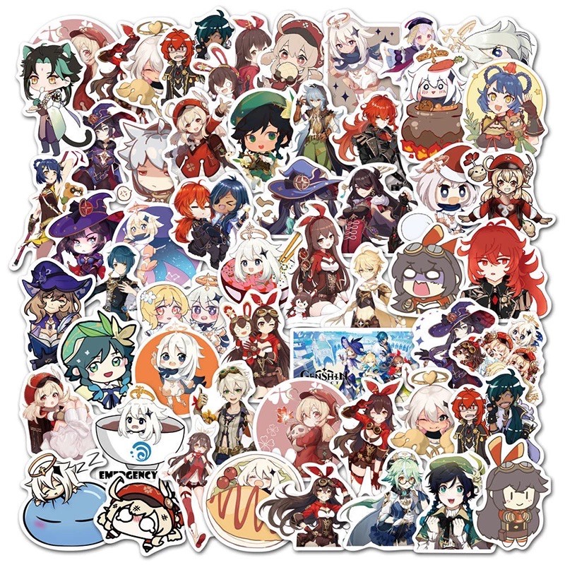 Sticker anime / 30-60 hình dán genshin impact ép lụa