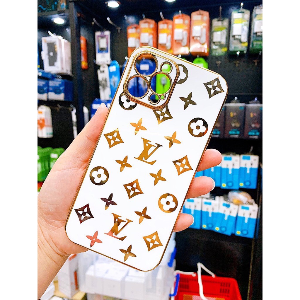 Ốp lưng iphone LV mạ vàng bảo vệ camera iphone 7plus/8plus/x/xs/xsmax/11/12/plus/promax/pro - BAOANNSHOP
