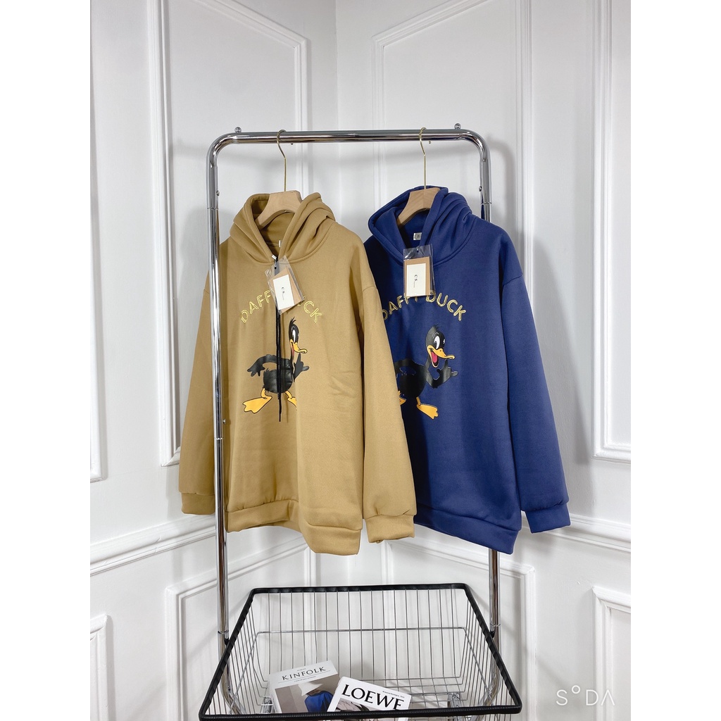 Áo hoodie nữ vịt DAFFY DUCK áo nỉ nữ Lót Lông , thời trang form rộng  nữ phong cách ulzzang hàn quốc