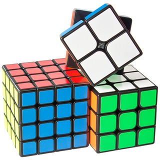 Combo 3 Rubik 2x2 3x3 4x4 MoYu Sticker VIỀN ĐEN Cao Cấp Xoay Êm, Bền, Đẹp Tặng Kèm Phụ Kiện Rubic