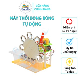 Đồ chơi khoa học STEAM tự làm máy thổi bong bóng tự động bằng gỗ, kích thích sáng tạo và phát triển trí tuệ