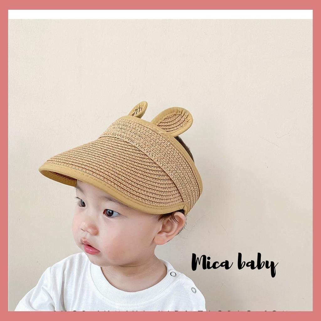 Mũ cói nửa đầu gắn tai thỏ dễ thương cho bé Mica Baby MH111