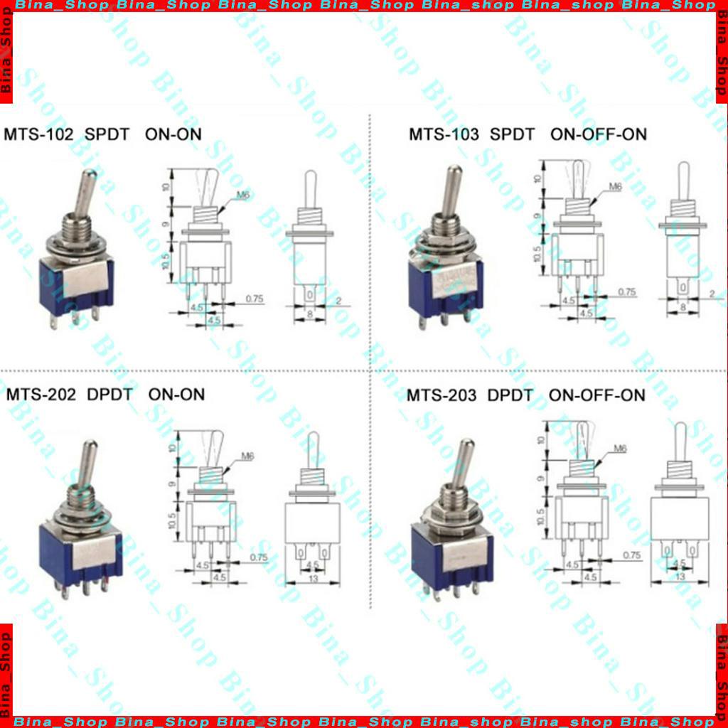 Công Tắc Gạt MTS 2/3 trạng thái ON/ON, ON/OFF/ON 3A/250V 6A/125V