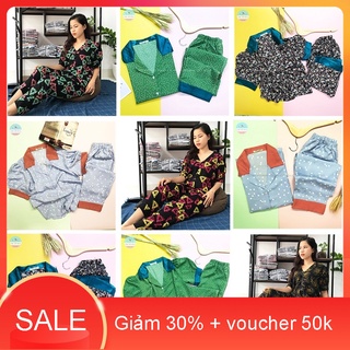 [Xả kho sale lên tới 50% + voucher 50k] Đồ bộ mặc nhà Pijama tay ngắn quần dài - lụa Mango cao cấp mềm mát mẻ (cổ sơmi)