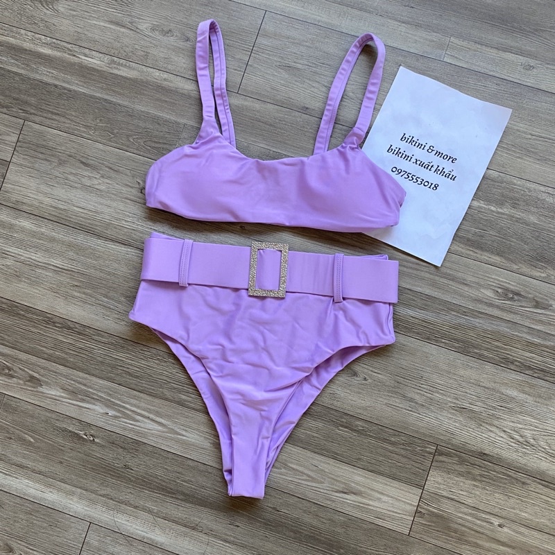 [BKN605] &lt;ÂU&gt; SET BIKINI HỒNG/TÍM LILAC KÈM BELT (CẠP CAO)