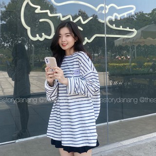 Áo thun nữ sọc ngang 'I LOVE U' tiếng Hàn [STORY MADE] A1760 (ảnh thật)