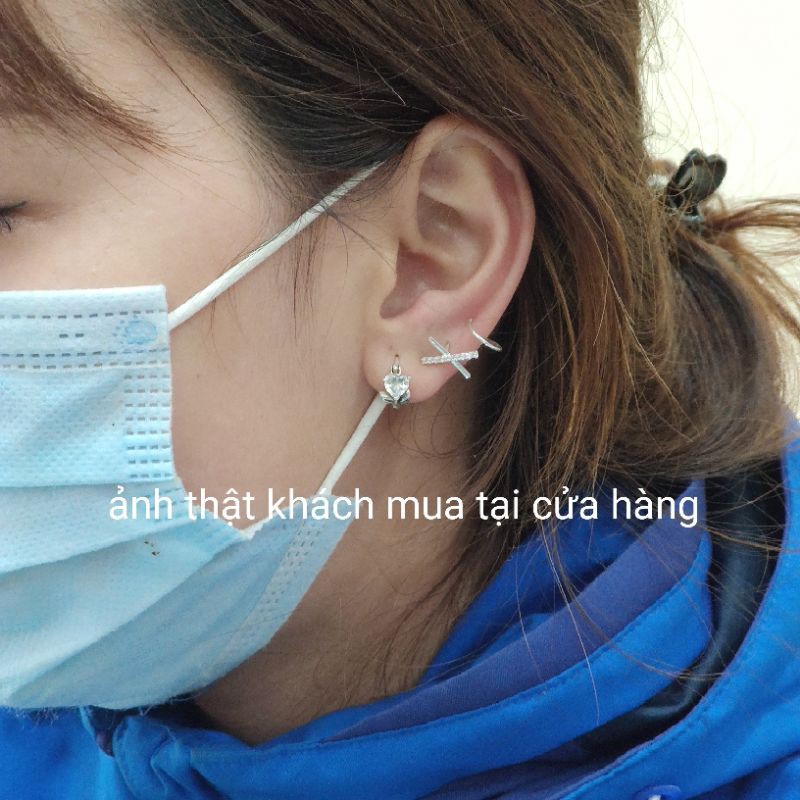 Bông tai bạc Bông tai bạc ta chữ X xoắn Van Jewelry V10356 kiểu mới giá 1 đôi