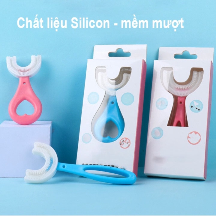 Bàn chải đánh răng cho bé chữ u chất liệu Silicon chịu được lực cắn, cho bé từ 1 tuổi - 6 Tuổi