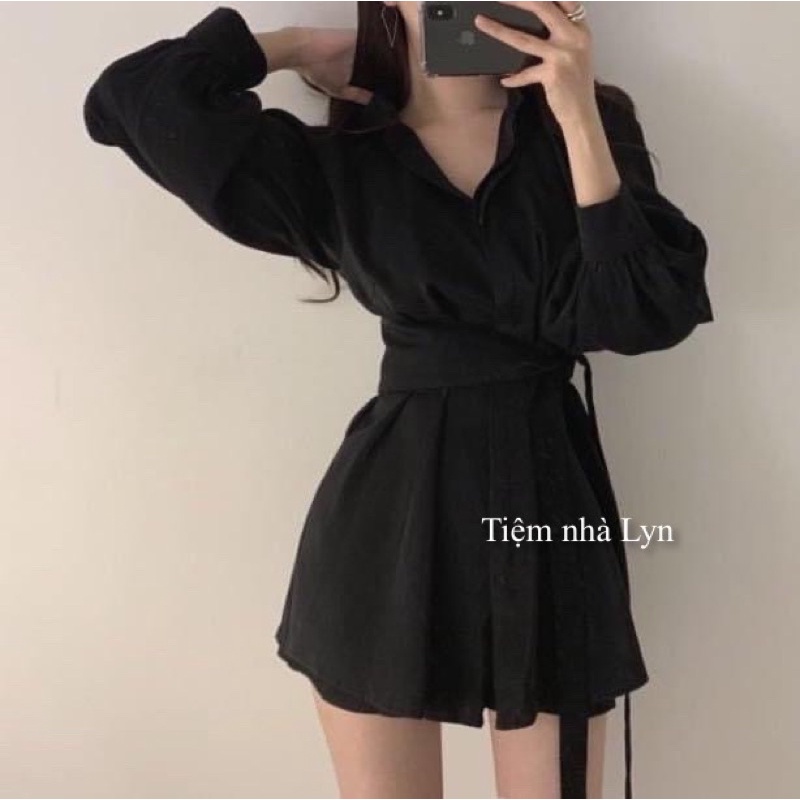 Set Sơ Mi 3 Món Kèm Đai Chất Đũi Lụa / Set Quần Áo Nữ Có Đai