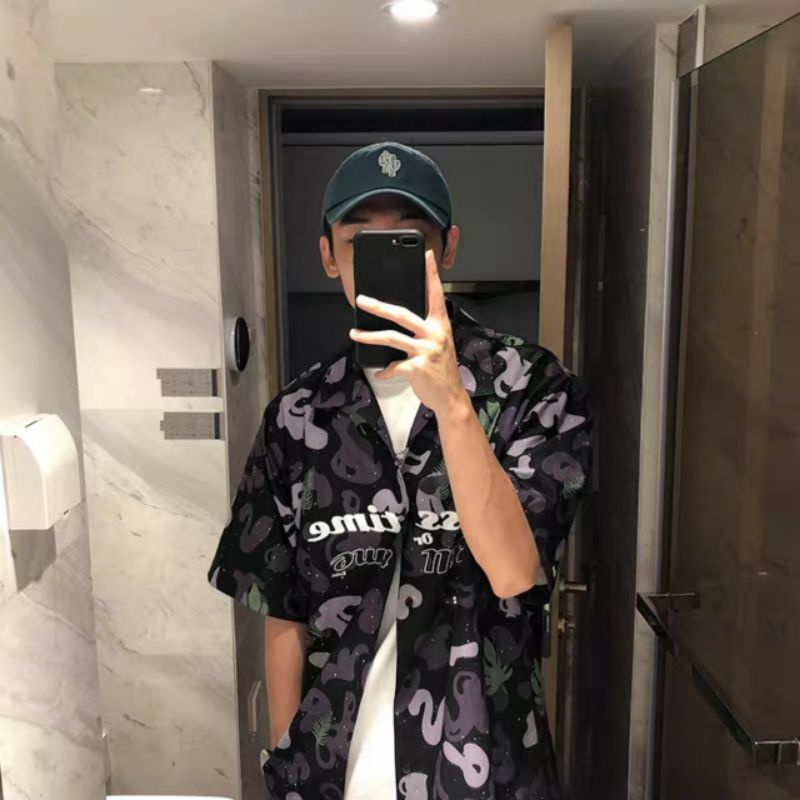 Áo Sơ Mi Tay Ngắn Unisex Cổ Bẻ Phông Cách Hàn Quốc Freesize