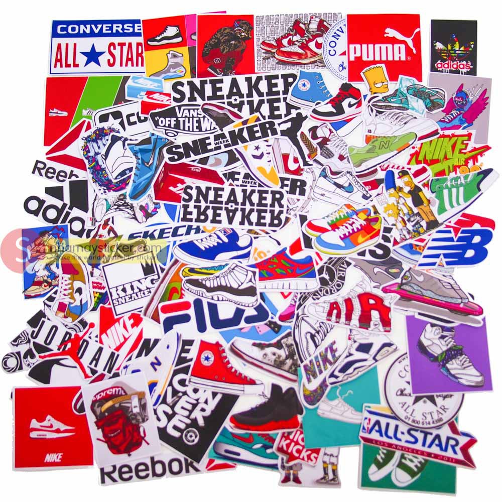 Sneaker - hộp set 100 sticker decal hình dán nón bảo hiểm , laptop, xe máy, ô tô - STICKER FACTORY