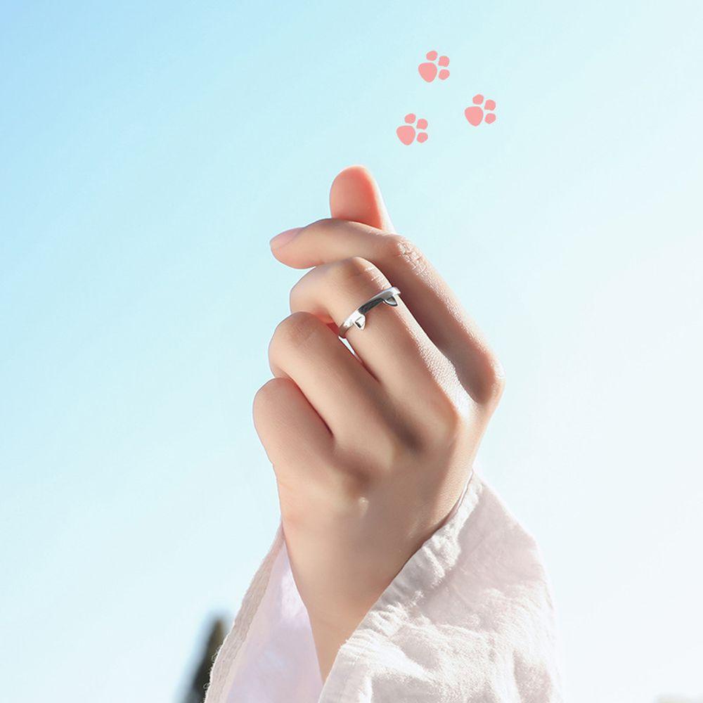Nhẫn Đôi Hình Tai Mèo Phong Cách Hàn Quốc Độc Đáo Có Thể Điều Chỉnh Làm Quà Tặng Valentine