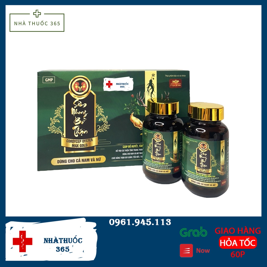 Viên uống SÂM NHUNG BỔ THẬN Cordycep oyster max gold hộp 2 lọ 30 viêN