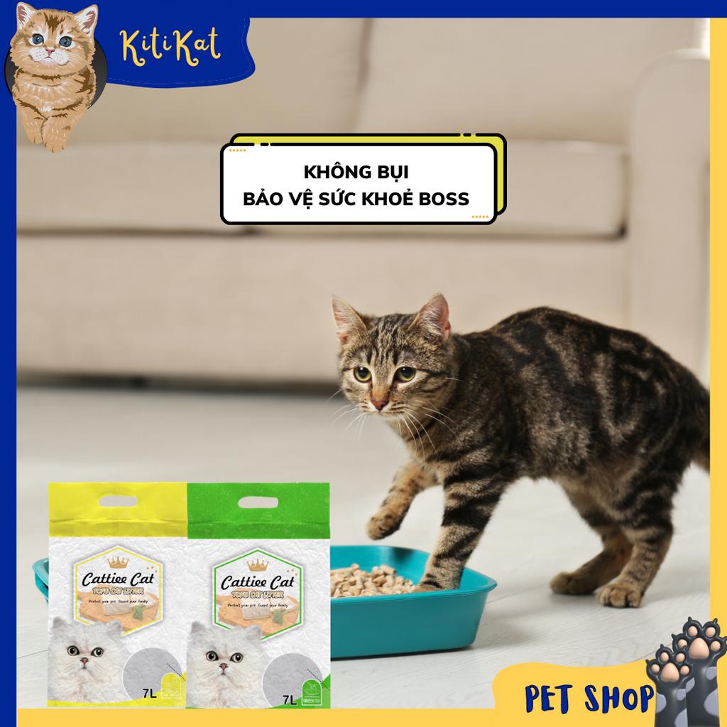 Cát đậu nành cho mèo Cattiee Cat 7L nhiều mùi hương, Cát vệ sinh tofu hữu cơ chiết xuất từ mầm đậu nành nguyên cám