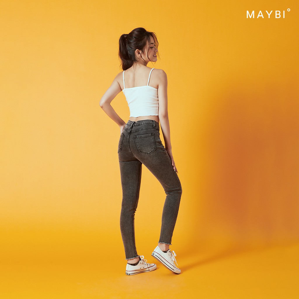 MAYBI - Quần skinny jean xám nhạt