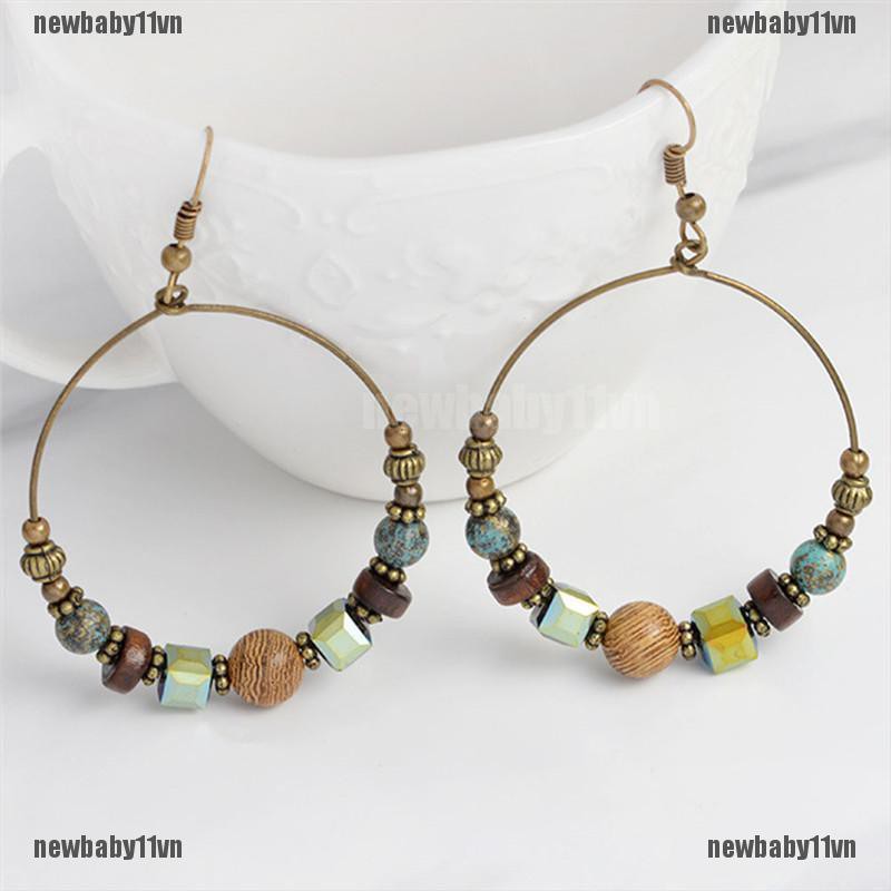 Khuyên Tai Chuỗi Tròn Đính Hạt Phong Cách Bohemian