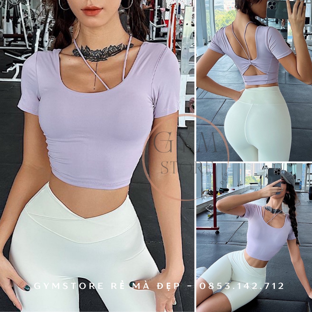 Áo Thun Ôm Body CÓ MÚT Tay Ngắn thể thao nữ Grace Thun Mềm Mát Rẻ Đẹp GYMSTORE 981