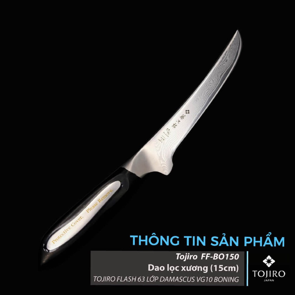 [Chính hãng] Dao Nhật TOJIRO Boning FF-BO150 (150mm) dao lọc thịt thép VG10 63 lớp cao cấp - BH trọn đời, mài lại 2 năm