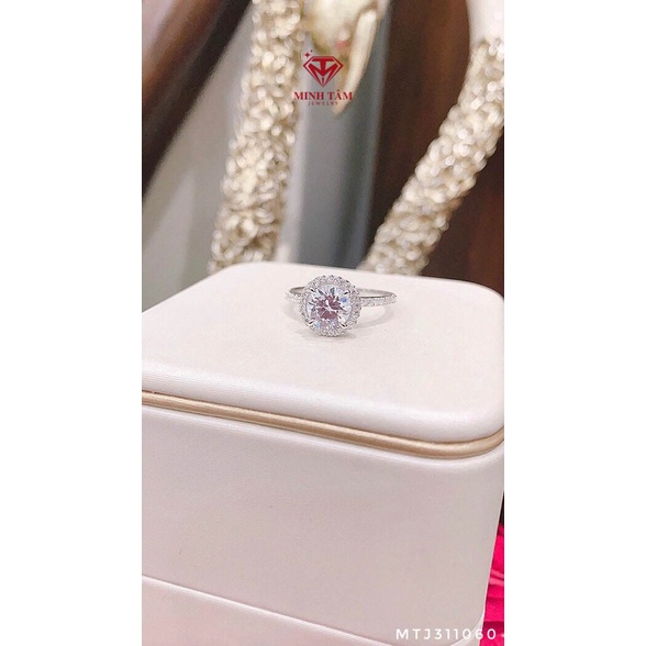 Nhẫn nữ bạc 925 mặt tròn nạm đá 7ly,Nhẫn bạc nữ ổ đá tròn bạc Ý 925-Minh Tâm Jewelry