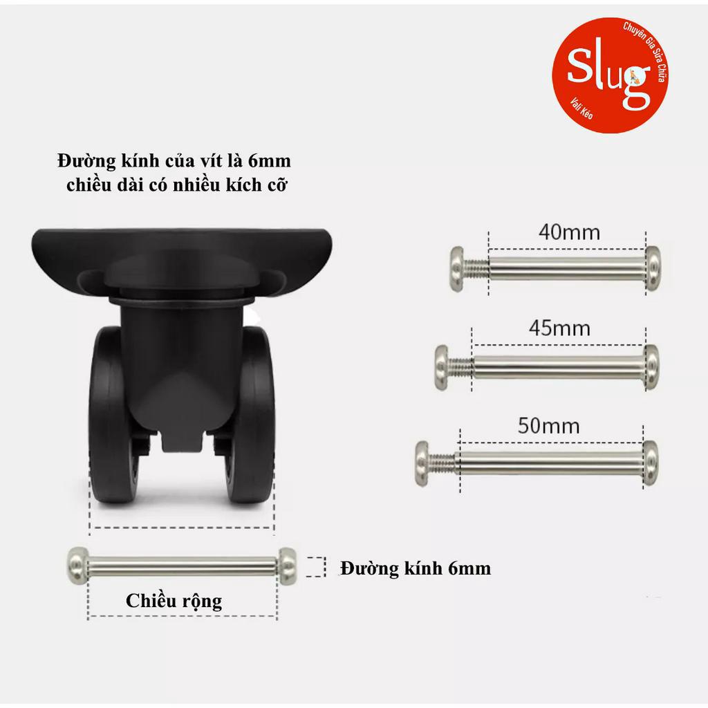Bánh xe đôi dùng cho vali có kèm trục vít dễ dàng thay thế.