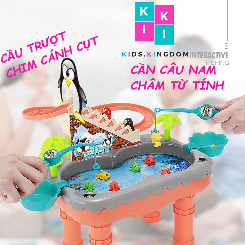 Bộ Đồ Chơi Câu Cá Cầu Trượt Mô Hình Thác Nước Có Đèn Có Nhạc Vui Nhộn