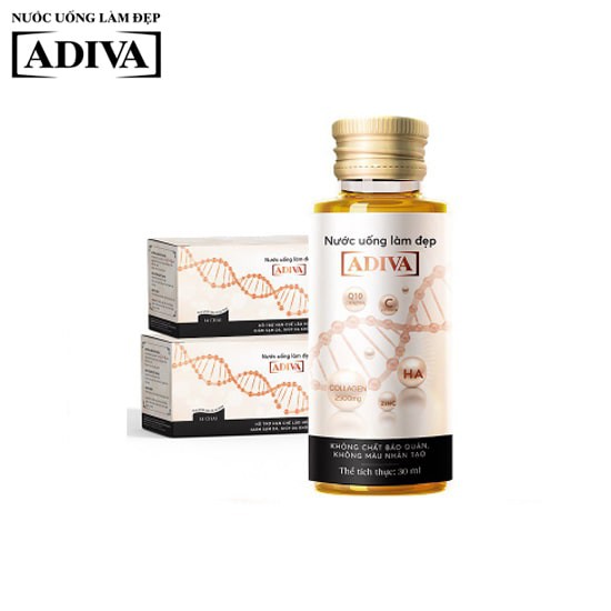 Combo 2 Hộp Nước Uống Làm Đẹp Collagen ADIVA Tem Trắng -Giúp Làn Da Săn Chắc, Ảm Mịn Và Căng Bóng