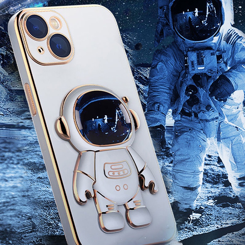 Ốp Điện Thoại Họa Tiết Phi Hành Gia 6D Có Giá Đỡ Cho iPhone 13 12 11 Pro Max