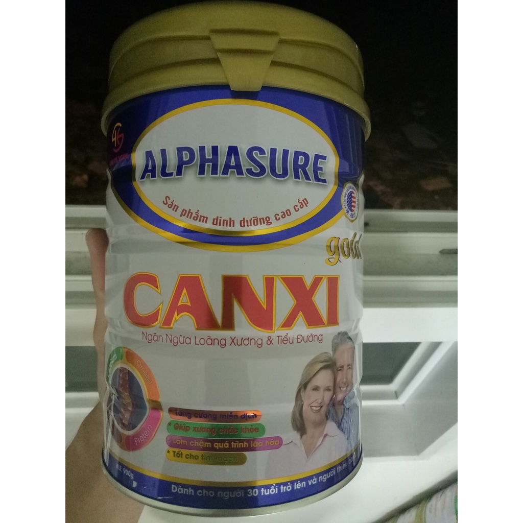 Sữa Alphasure Canxi Gold 900g - Giúp bổ sung canxi tối ưu, tăng cường miễn dịch, ngừa loãng xương và tiểu đường