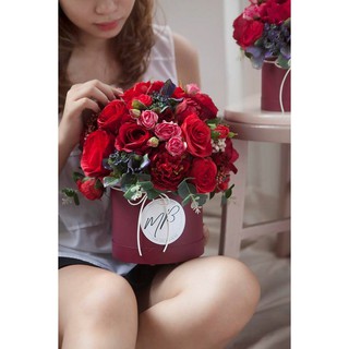 Lẵng hoa lụa tròn Lava Juliet