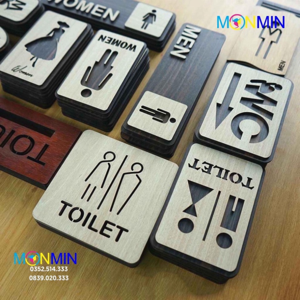 Bảng gỗ MONMIN - Bảng toilet, WC nam nữ, restroom