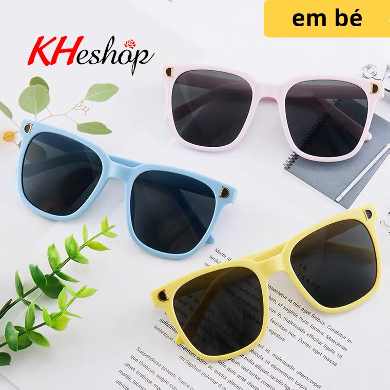 Kính râm mẫu mới cho bé họa tiết chữ D gọng vuông phong cách năng động dễ thương, mã Y1607