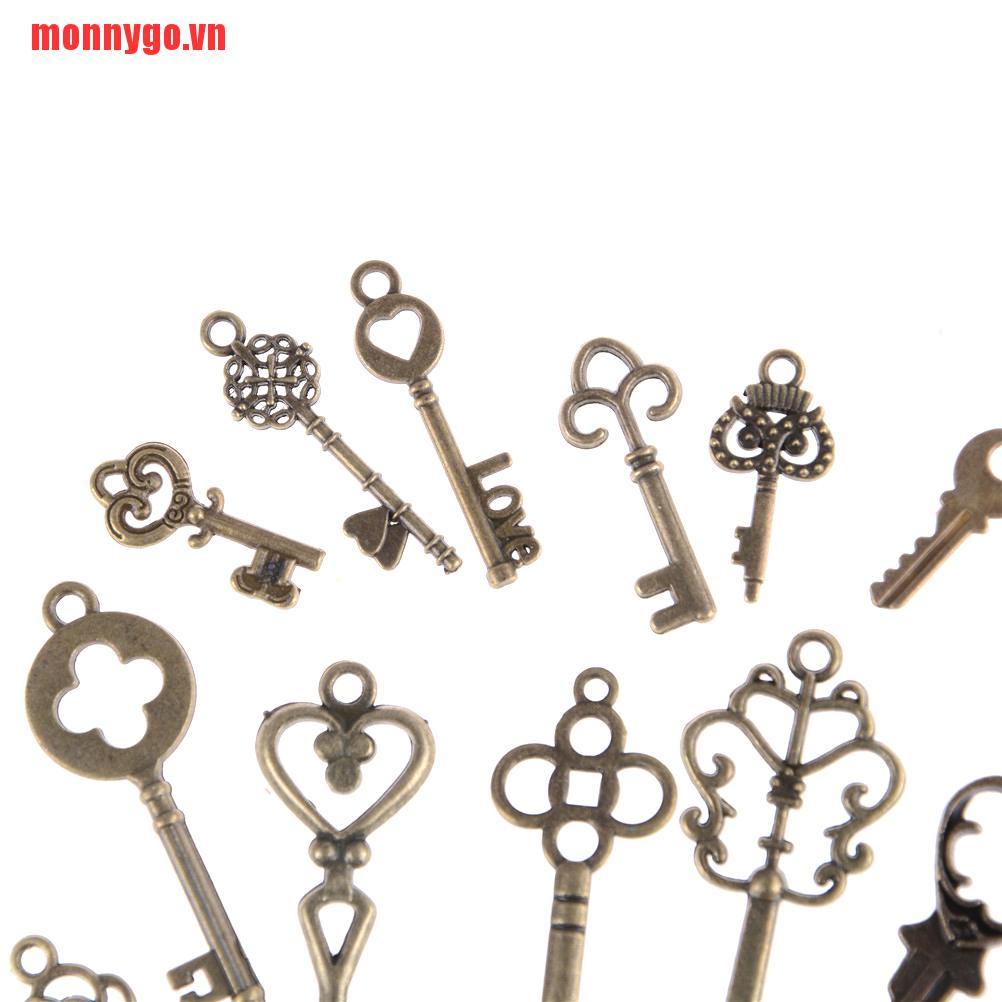 [monnygo]13pcs Mix Jewelry Antique Vintage Old Look Skeleton Keys Tone Char