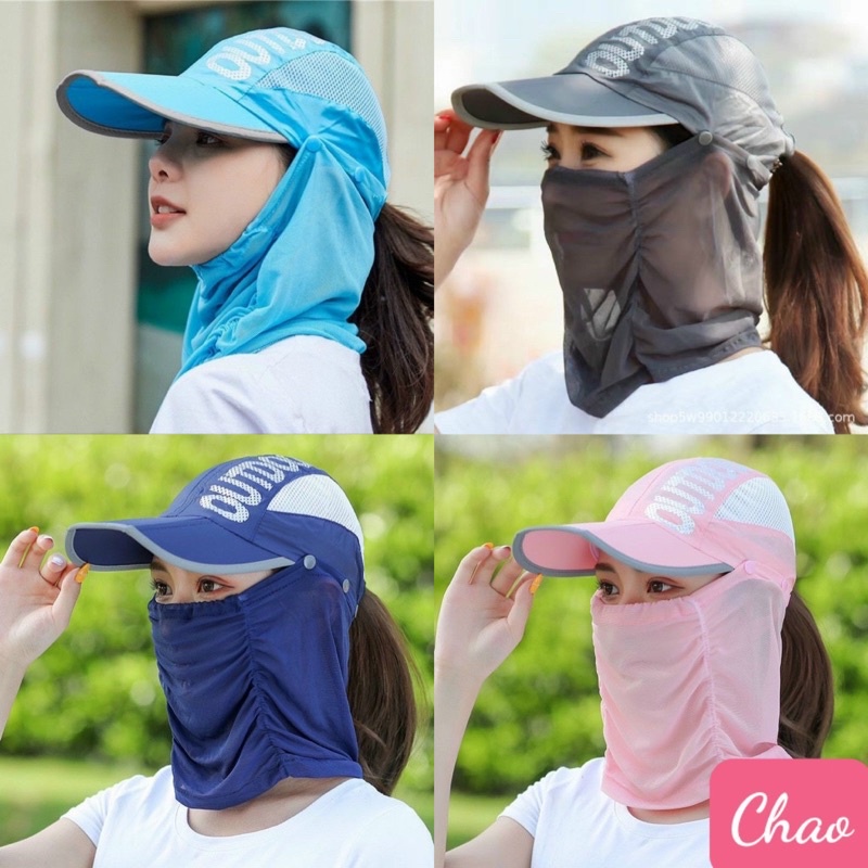 Mũ lưới chống nắng có khẩu trang tháo rời