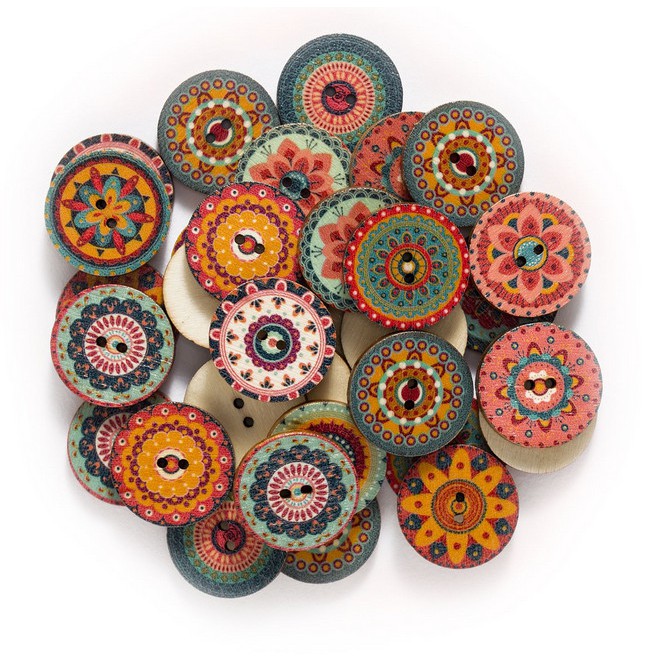 Bộ 20 Nút Gỗ Cổ Điển Làm Bằng Thủ Công Diy Trang Trí Sổ Tay / Quần Áo 15-25mm