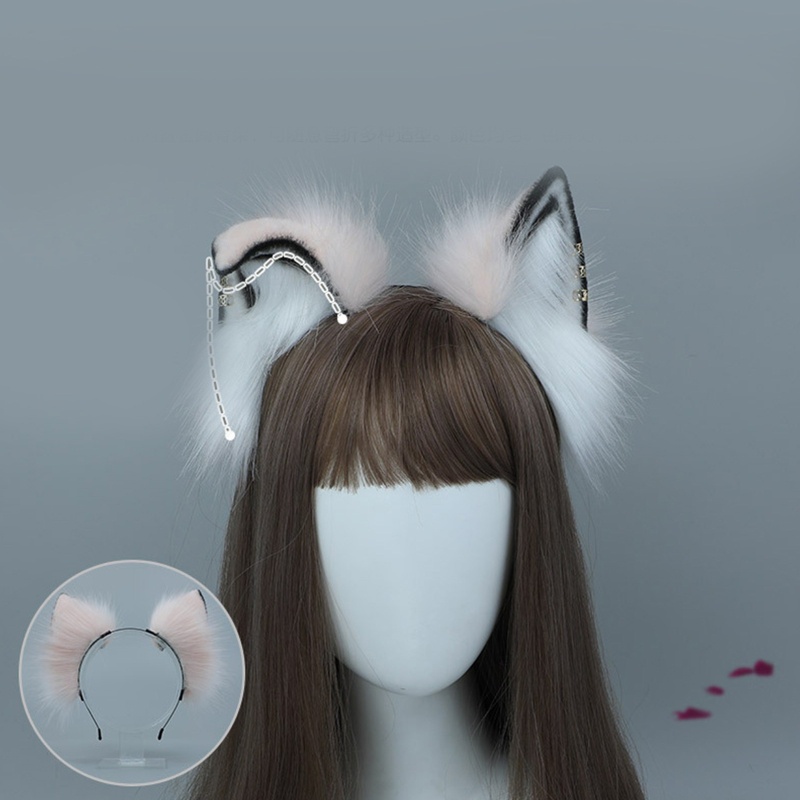 Băng Đô Tai Mèo Đính Lông Nhân Tạo Phong Cách Lolita