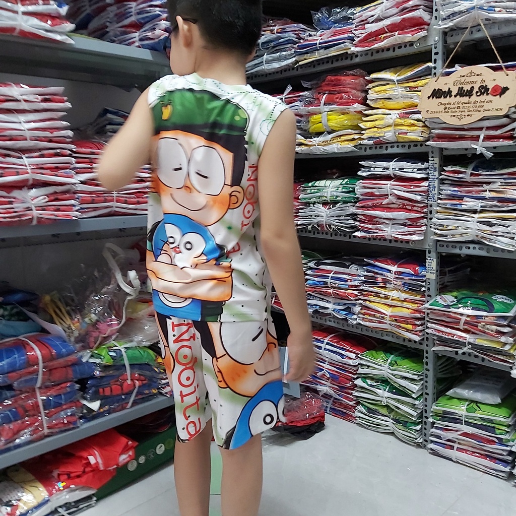 Bộ đồ bé trai sát nách siêu mát lạnh ngày hè hình Doremon