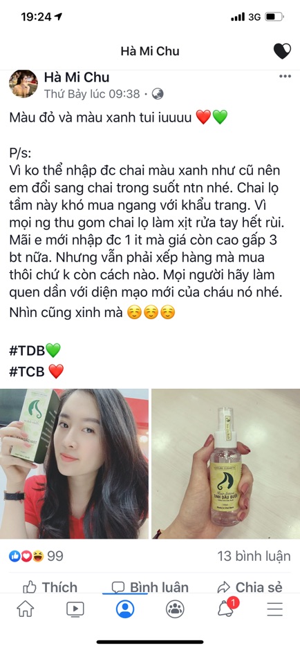 Tinh dầu bưởi kích tóc nhanh mọc