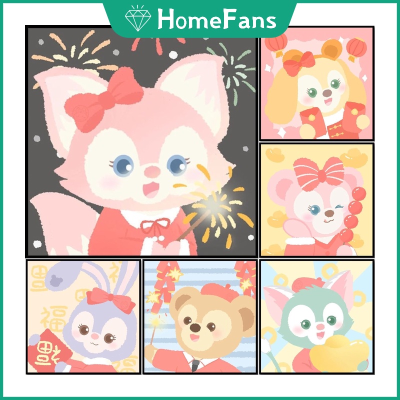 Bộ Tranh Đính Đá 5D Họa Tiết Hoạt Hình Duffy/ Disney Độc Đáo DIY 30x30cm/40x40cm