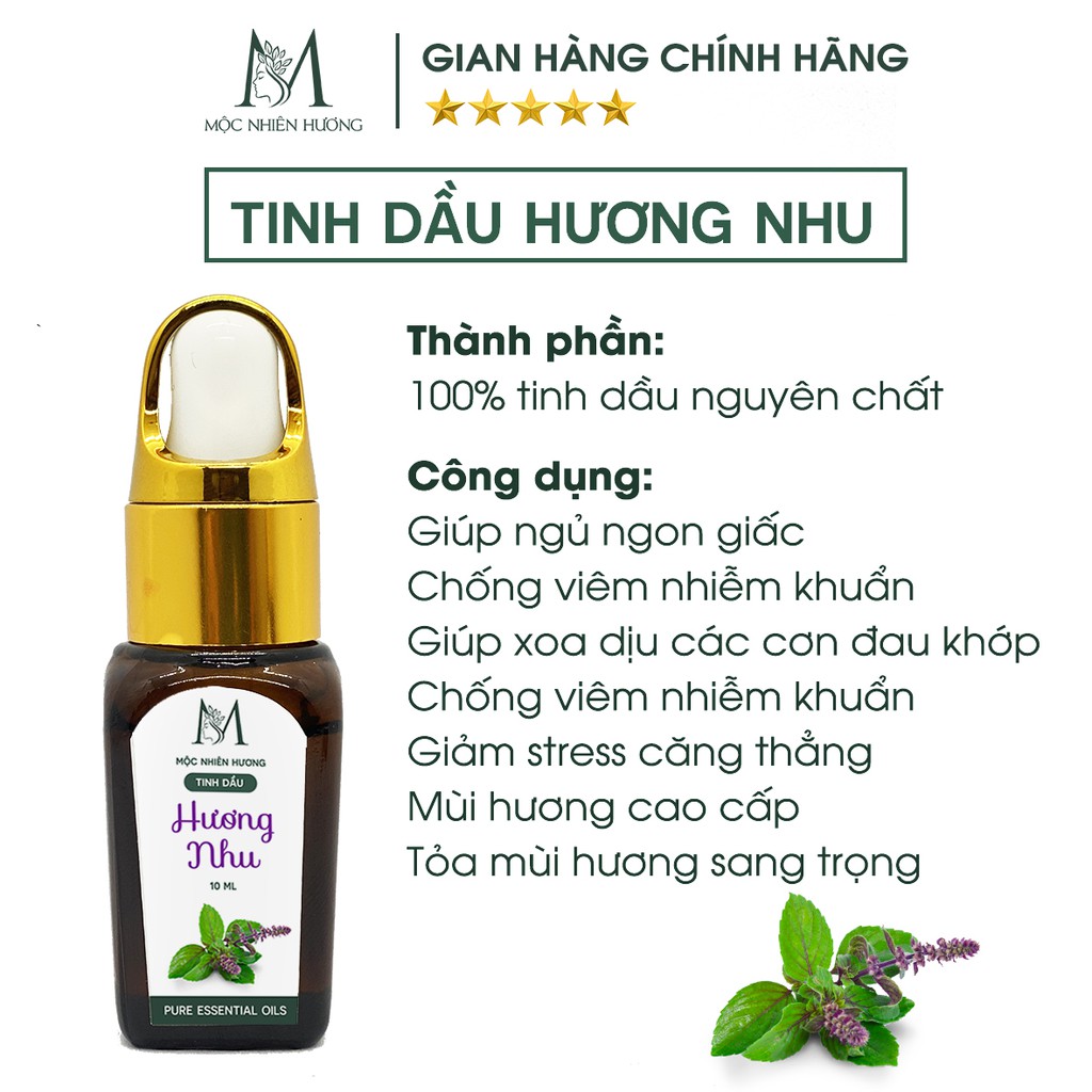 Tinh dầu Hương Nhu nguyên chất 10ml 50ml - Mộc Nhiên Hương