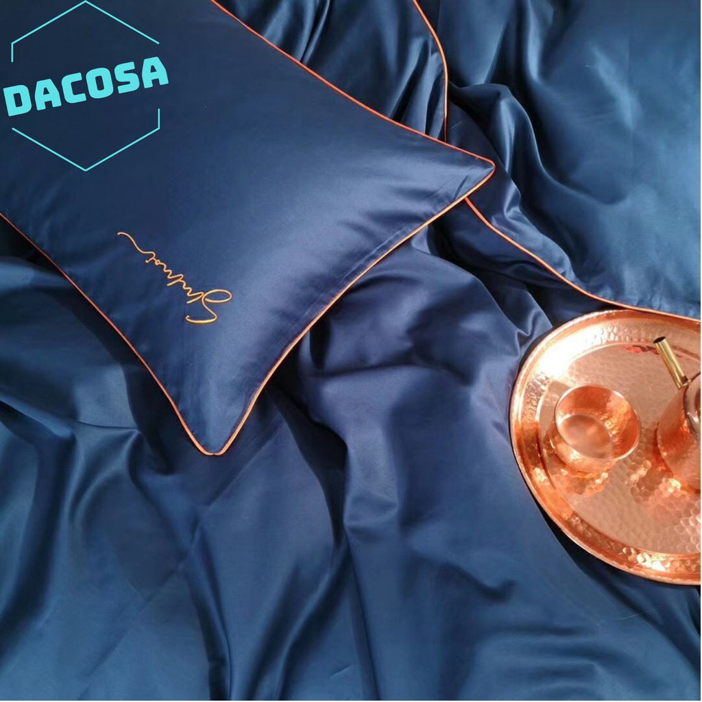 [Giá Sỉ] Bộ Chăn Ga Gối LỤA SUMOI 60S Màu Xanh Than Cao Cấp Khách Sạn