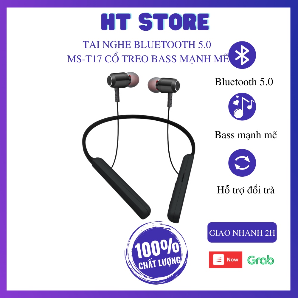 Tai Nghe Bluetooth 5.0 Không Dây Cổ Treo MS-T17 Thể Thao Cao Cấp Êm Tai Chất Lượng Âm Thanh Nổi