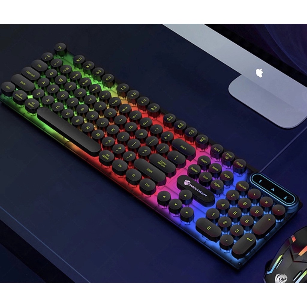 Bàn phím máy tính gaming giả cơ PANTSAN PK100 có dây nút tròn Led 7 màu cực đẹp
