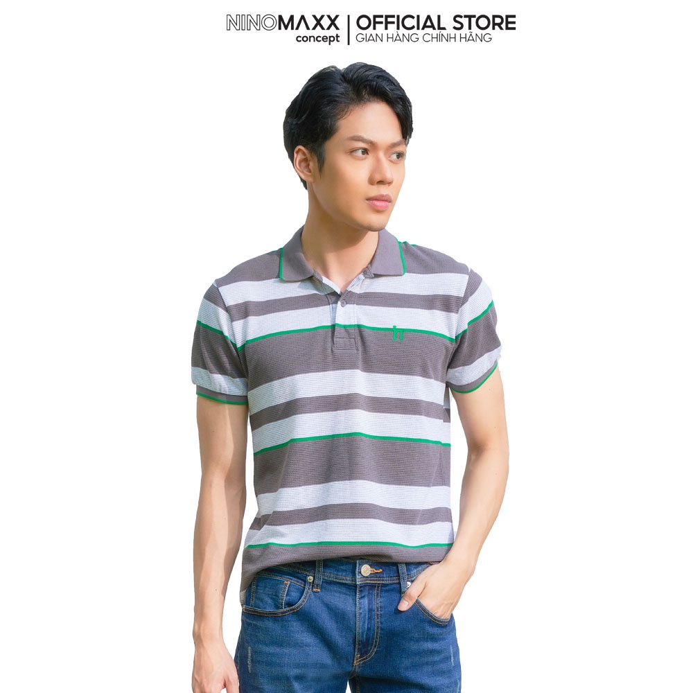 NINOMAXX Standard Polo - Áo Thun Polo Nam tay ngắn cổ bẻ có kẻ sọc 2010065